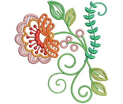 Embroidery Design: Fashionable Flower 1 4.26w X 4.65h