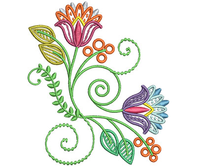 Embroidery Design: Fashionable Flower 9 4.01w X 4.63h