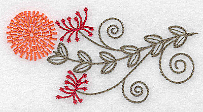 Embroidery Design: Single wildflower design 3.44w X 1.76h