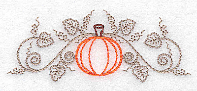 Embroidery Design: Single pumpkin and vines 3.27w X 1.29h