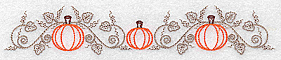 Embroidery Design: Double pumpkin and vine design 6.94w X 1.29h