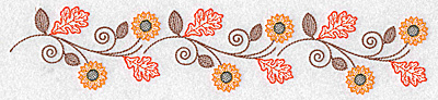 Embroidery Design: Sunflower and oak leaf border 10.20w X 2.06h