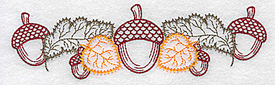 Embroidery Design: Double acorn and leaf design 6.33w X 1.84h