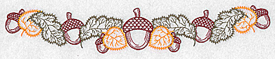 Embroidery Design: Acorn and leaf border 10.80w X 1.89h