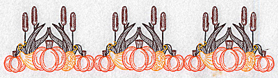 Embroidery Design: Pumpkin and bulrush border 10.39w X 2.56h