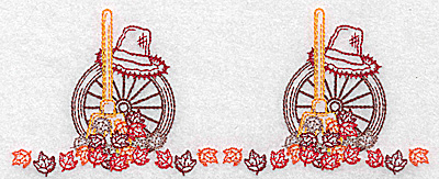 Embroidery Design: Double leaf and rake design 6.96w X 2.80h