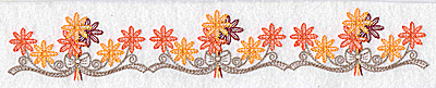 Embroidery Design: Flower and bow border 10.36w X 1.70h