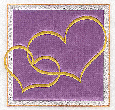 Embroidery Design: Valentine applique two hearts large 4.96w X 4.81h