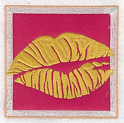 Embroidery Design: Valentine applique kissing lips large 3.87w X 3.87h