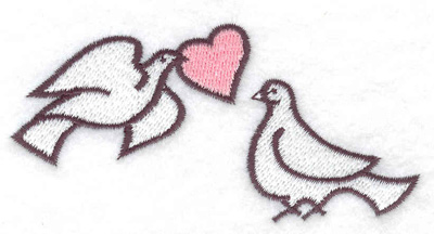 Embroidery Design: Doves with heart 3.87w X 1.93h