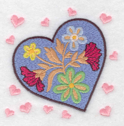 Embroidery Design: Heart with flowers 3.12w X 3.11h
