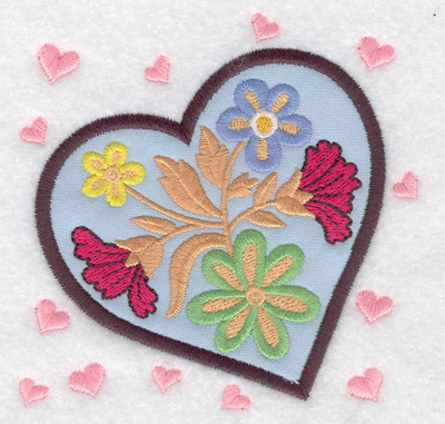 Embroidery Design: Heart applique with flowers 3.88w X 3.88h