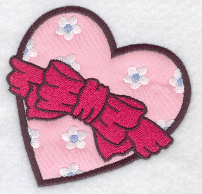 Embroidery Design: Heart applique with bow 3.89w X 3.86h