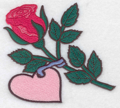 Embroidery Design: Rose with heart large 4.78w X 4.31h
