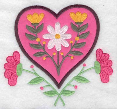 Embroidery Design: Floral Heart applique 4.95w X 4.68h