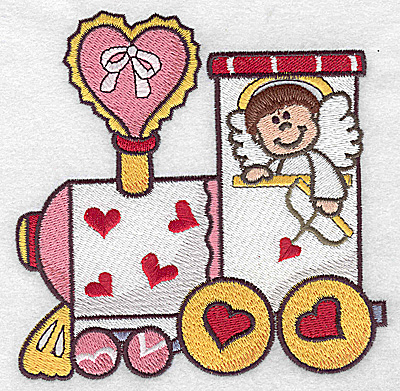 Embroidery Design: Locomotive train with cupid large 4.97w X 4.98h