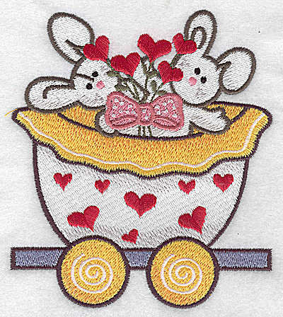 Embroidery Design: Train with bunnies large 4.19w X 4.83h
