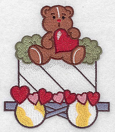 Embroidery Design: Train with teddy large 3.85w X 4.49h