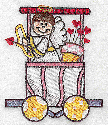 Embroidery Design: Train with cupid bow and arrows large 4.23w X 4.98h