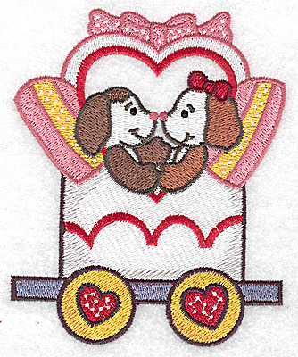 Embroidery Design: Train with puppies large 4.02w X 4.96h