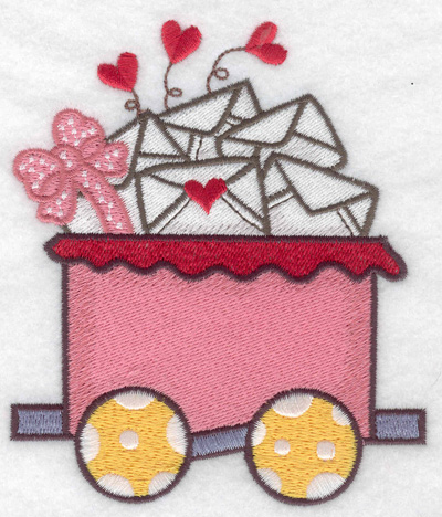 Embroidery Design: Train with Valentine cards large 4.11w X 4.83h