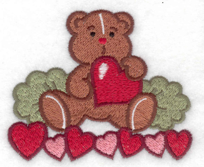 Embroidery Design: Teddy bear with hearts 3.52w X 2.95h