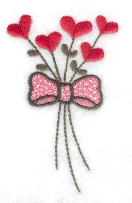 Embroidery Design: Floral hearts with bow 1.91w X 3.08h