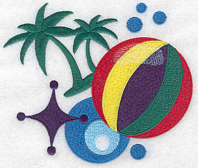 Embroidery Design: Beach Ball and palms large 5.88w X 4.98h