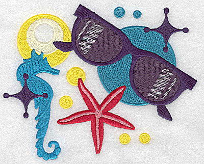 Embroidery Design: Sunglasses and seahorse large 6.15w X 4.97h