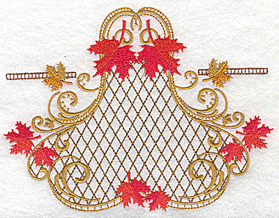 Embroidery Design: Victorian fall leaf design 1 6.47w X 4.90h