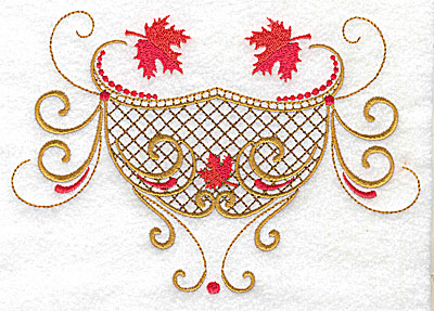 Embroidery Design: Victorian fall leaf design 6 6.91w X 4.79h