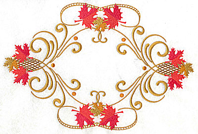Embroidery Design: Victorian fall leaf design 11 10.09w X 6.76h