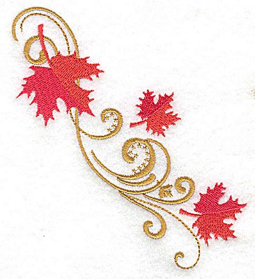 Embroidery Design: Victorian fall leaf design 16 4.36w X 4.49h
