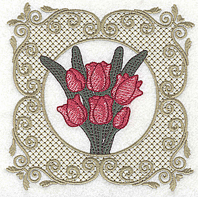 Embroidery Design: Victorian Tulip bouquet A large 4.96w X 4.96h