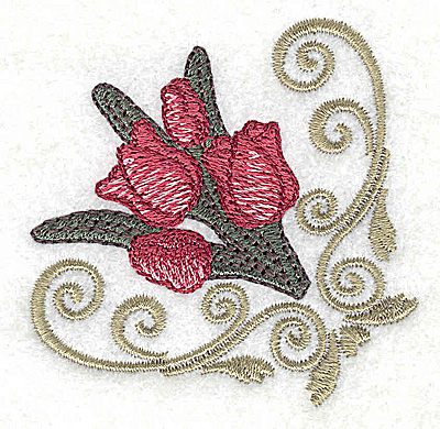 Embroidery Design: Tulip corner design 2.50w X 2.51h