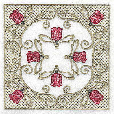 Embroidery Design: Eight tulip heads in Victorian design 4.97w X 4.97h
