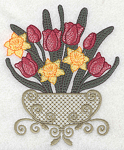 Embroidery Design: Tulip and daffodil bouquet large 4.05w X 4.93h