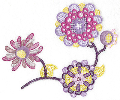 Embroidery Design: Floral trio B large 8.47w X 6.95h