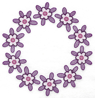Embroidery Design: Circle of flowers 6.99w X 7.18h