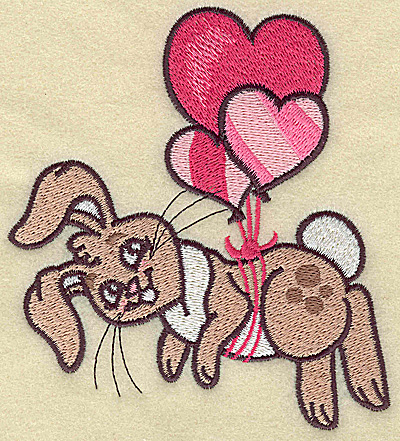 Embroidery Design: Bunny hanging from balloons large 4.37w X 4.98h