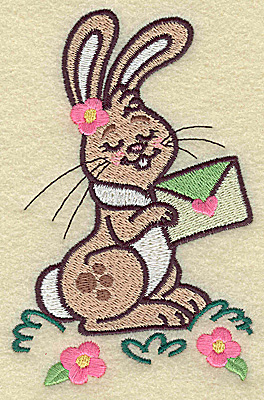 Embroidery Design: Bunny holding envelope large 3.24w X 4.97h