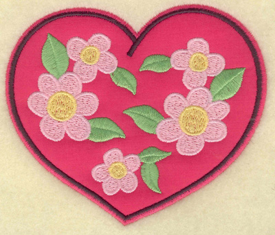 Embroidery Design: Floral applique heart 4.41w X 3.70h