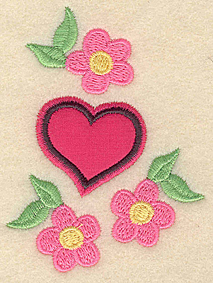 Embroidery Design: Applique heart and flowers 2.70w X 3.61h