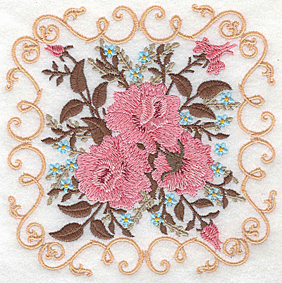 Embroidery Design: Victorian Roses C 4.98w X 4.98h