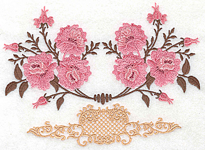 Embroidery Design: Victorian roses design 6.90w X 4.98h