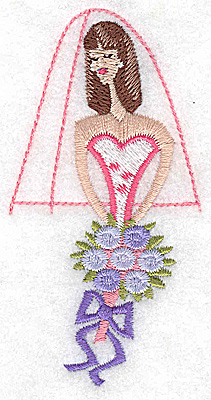 Embroidery Design: Bride with bouquet 1.96w X 3.84h