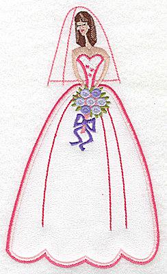 Embroidery Design: Bride in wedding gown applique 4.12w X 6.97h