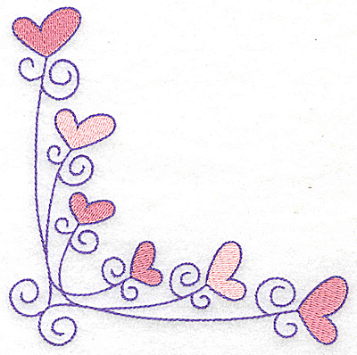 Embroidery Design: Corner hearts large 4.81w X 4.82h