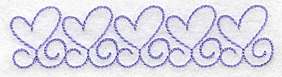 Embroidery Design: Heart outlines in a row 3.89w X 0.92h
