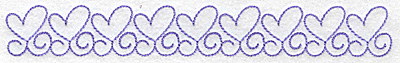 Embroidery Design: Heart outlines in a row long 6.96w X 0.92h